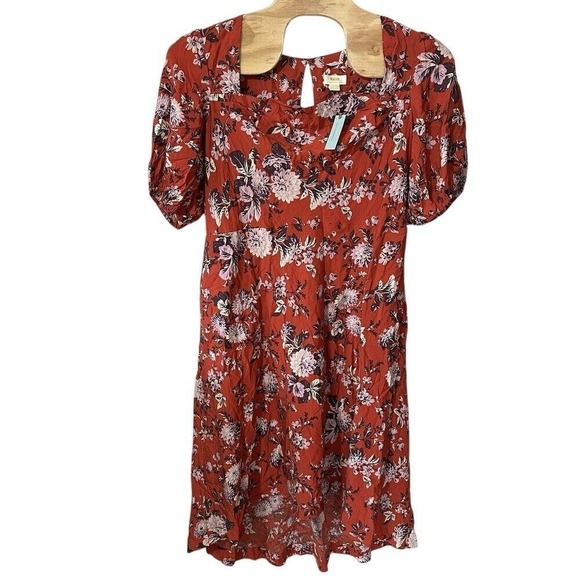 anthropologie red floral dress Perfect for Valentines Day!!!  EVA FRANCO RUFFLED